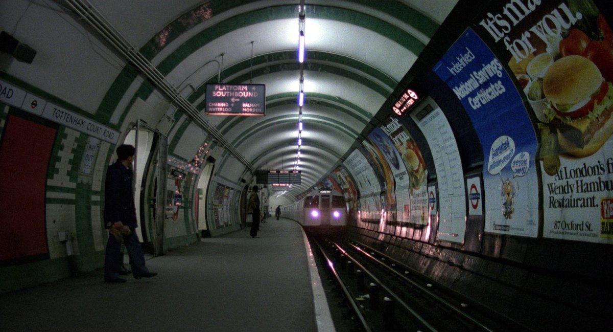 LUknowledge1's tweet photo. No these aren’t clips from a TFL educational video, warning of the dangers when you run on the escalator! These are stills from one of the most famous film scenes to be shot on the London Underground, appearing in the 1981 film ‘American Werewolf in London.’

Cont. below https://t.co/On1Gdna3Je