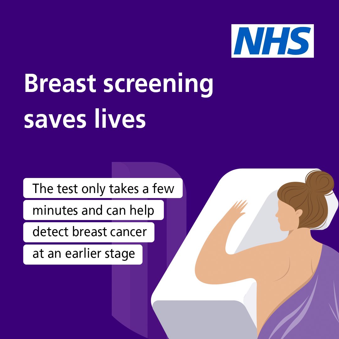 When diagnosed at an early stage, 98% of women survive their breast cancer for 5-years or more. 

Regular breast screening can find breast cancer before you notice any symptoms. More info if you've been invited but missed or did not book your appointment: nhs.uk/service-search…