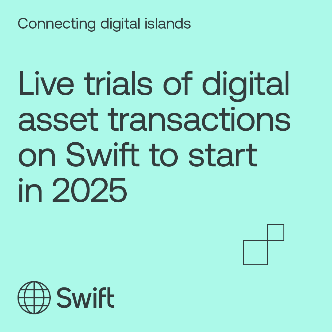Exciting news! Starting next year, financial institutions from around the world will start trialling live digital asset and currency transactions on the Swift network.

This marks an important milestone in our journey to enable banks to transact interchangeably across both
