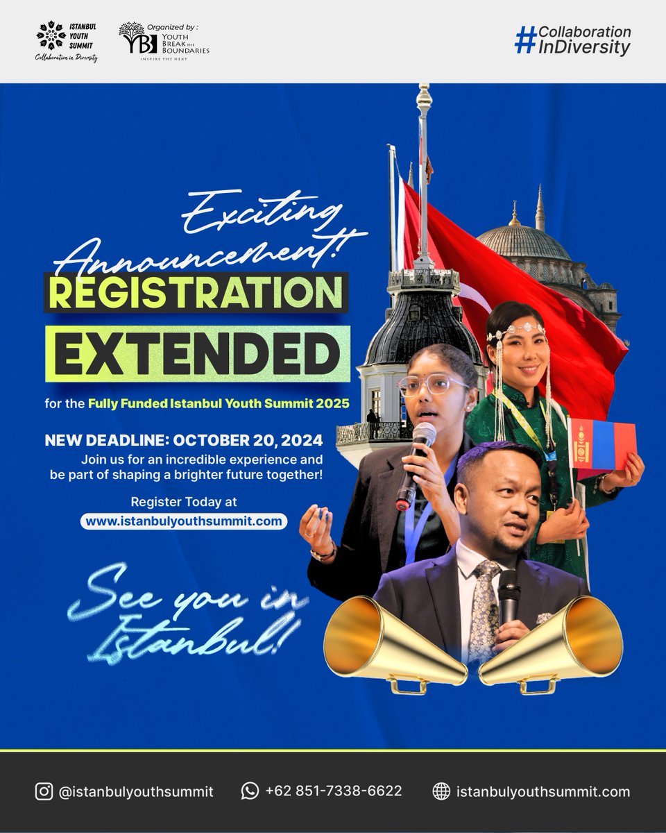 [Exciting News! Registration Extended for the Fully Funded Istanbul Youth Summit 2025!]

Create Your Best Essay with one of these theme options: [SDG 3] - [SDG 4] - [SDG 8] - [SDG 13] - [SDG 16]

🔗Register NOW at [istanbulyouthsummit.com]