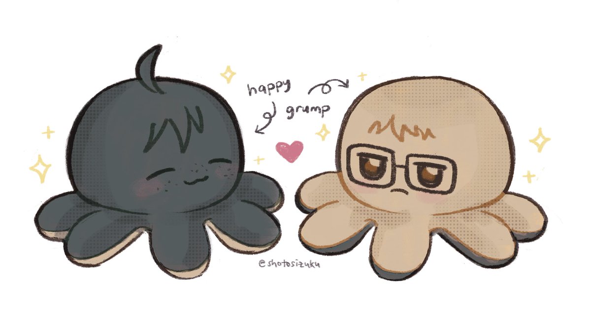 shotosizuku's tweet photo. those reversible mood octopus plushies but it’s #tsukkiyama https://t.co/R5vRlk0qx5