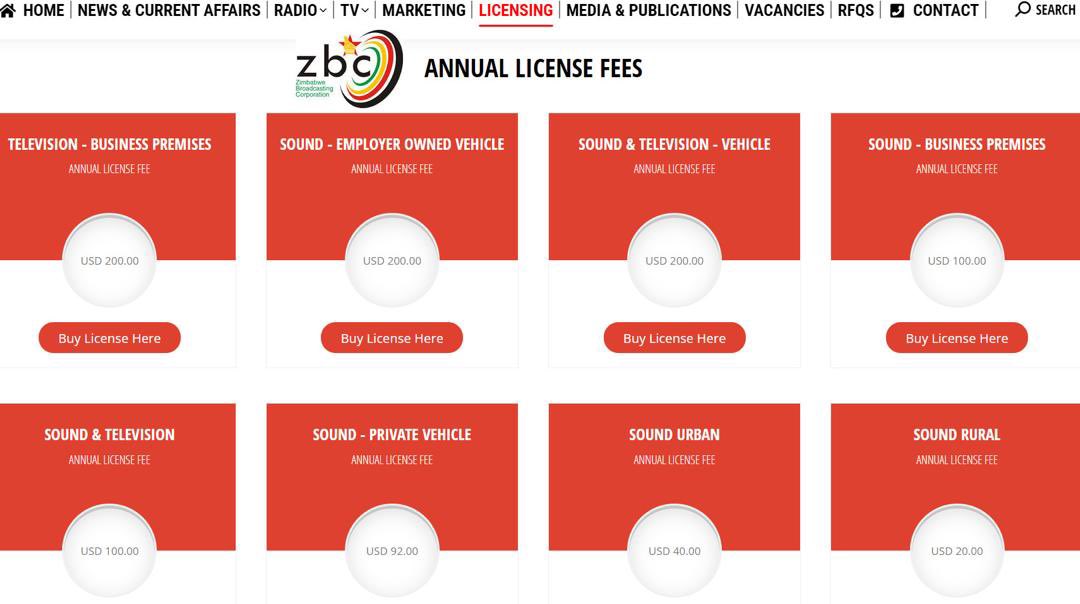 ZBC Licence fees  😯  Business Car Radio: $200   Personal Car Radio: $92  Home radio: $40  Home Radio + TV:  $100  Business Radio: $100  Business TV: $200