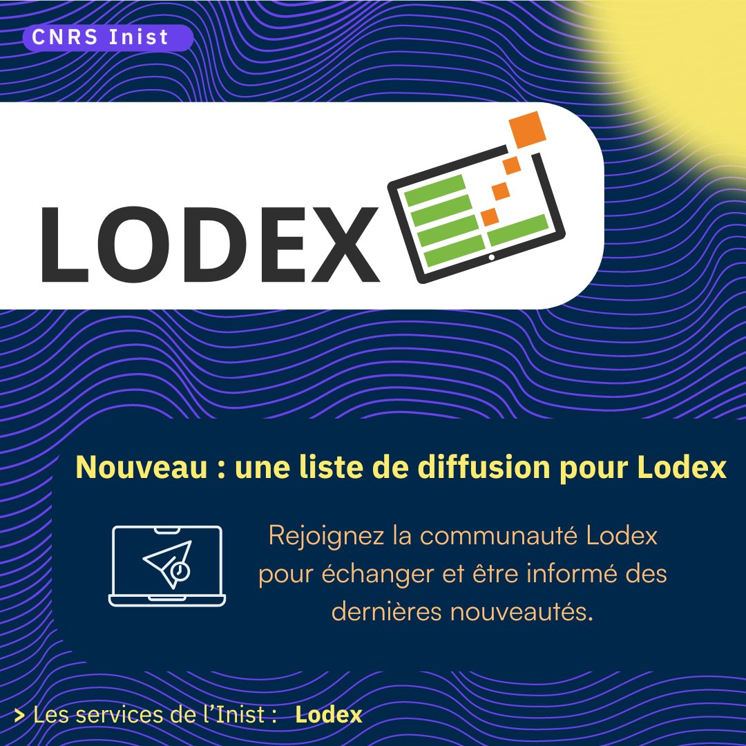 INIST_CNRS's tweet photo. 📢 Rejoignez la nouvelle liste de diffusion #Lodex pour rester à jour sur les dernières nouveautés, poser vos questions et partager vos retours d'expérience pour traiter, visualiser et partager vos données (CSV, XML, JSON…)! 🎯 C'est par ici ➡️ https://t.co/jUgeJbeBjF https://t.co/McGRlbPStS