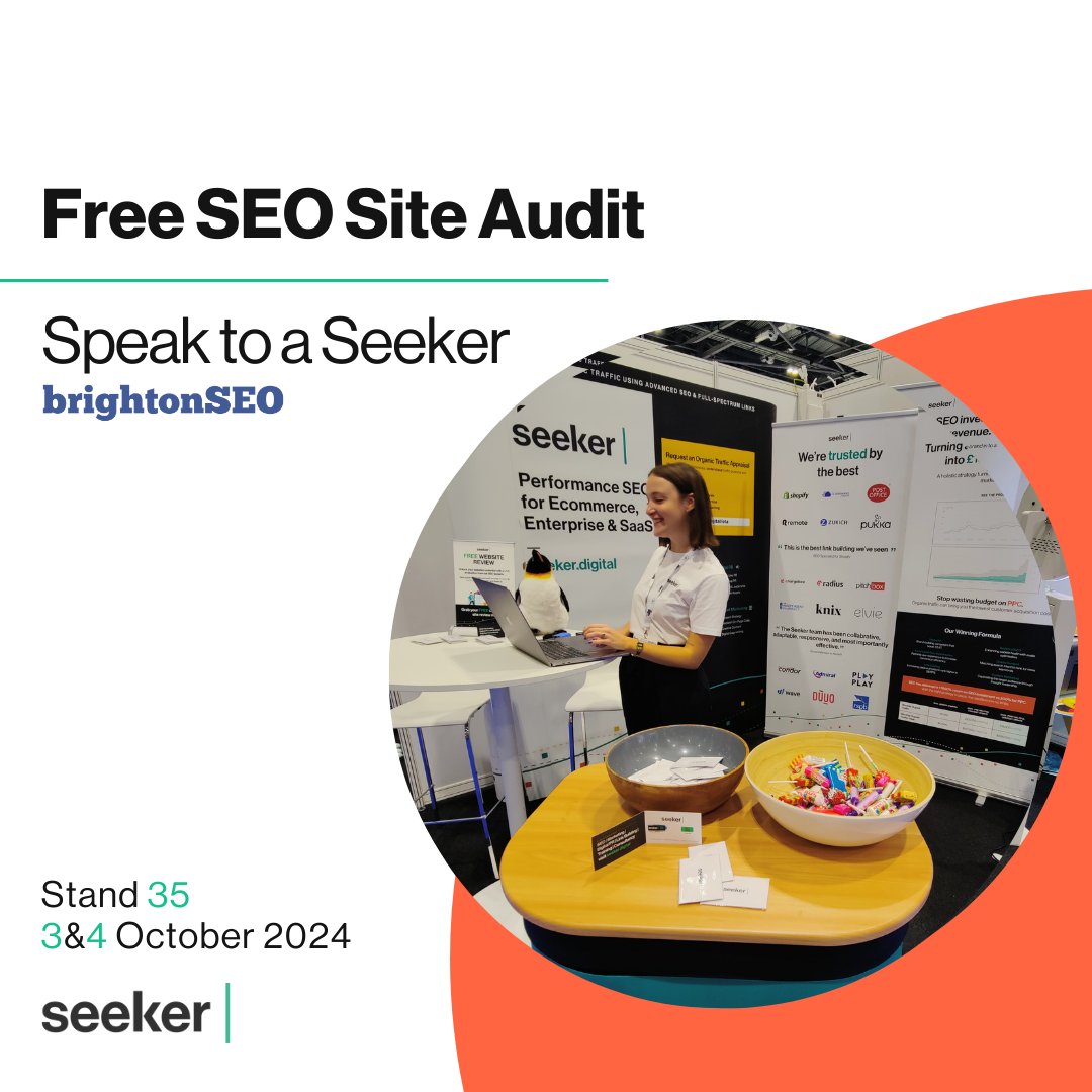 Seeker Digital (@seekerdigital) on Twitter photo Good morning!
To everyone attending <a href="/brightonseo/">brightonSEO</a> : we hope you're having an AMAZING time. Wondering what’s happening at the Seeker stand this year? Here’s a sneak peek:
âś… Snap a FREE selfie with our fan-favourite photo booth
✅ Grab a FREE site audit (get in early — they’re Good morning!
To everyone attending <a href="/brightonseo/">brightonSEO</a> : we hope you're having an AMAZING time. Wondering what’s happening at the Seeker stand this year? Here’s a sneak peek:
âś… Snap a FREE selfie with our fan-favourite photo booth
✅ Grab a FREE site audit (get in early — they’re