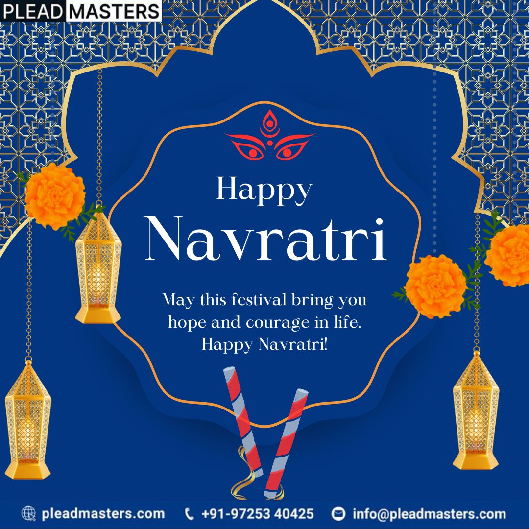 pleadmasters's tweet photo. Wishing you a joyful and colorful Navratri filled with devotion, happiness, and prosperity!  (Navratri Goddess Durga Dandiya Fasting Traditions Cultural Heritage  Plead Masters, IP Law, Legal Services) #Navratri #HappyNavratri #MaaDurga #NavratriFestival #NineNights # https://t.co/k70g5A5d3J