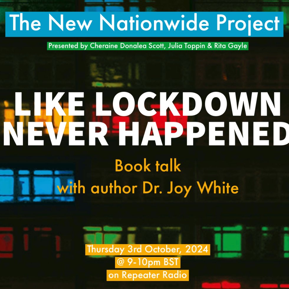 NewNationwideProject (@new_nationwide) on Twitter photo π¨ <a href="/new_nationwide/">NewNationwideProject</a> live!
π 'Like Lockdown Never Happened'
π <a href="/RepeaterBooks/">Repeater Books</a>
ποΈ Thursday, 3 October 2024
π 9pm-10pm bst/4pm-5pm est
ποΈ Join hosts <a href="/Goldielocs16/">Cheraine Donalea Scott</a>, <a href="/Miss_Toppin/">Julia Thee Junglist Historian</a> & <a href="/rita_gayle/">Rita Gayle</a> and special guest, <a href="/JoyWhite2/">Dr Joy White</a>.
π» <a href="/Repeater_Radio/">Repeater Radio</a>
π§ Listen now - repeater-radio.com π¨ <a href="/new_nationwide/">NewNationwideProject</a> live!
π 'Like Lockdown Never Happened'
π <a href="/RepeaterBooks/">Repeater Books</a>
ποΈ Thursday, 3 October 2024
π 9pm-10pm bst/4pm-5pm est
ποΈ Join hosts <a href="/Goldielocs16/">Cheraine Donalea Scott</a>, <a href="/Miss_Toppin/">Julia Thee Junglist Historian</a> & <a href="/rita_gayle/">Rita Gayle</a> and special guest, <a href="/JoyWhite2/">Dr Joy White</a>.
π» <a href="/Repeater_Radio/">Repeater Radio</a>
π§ Listen now - repeater-radio.com