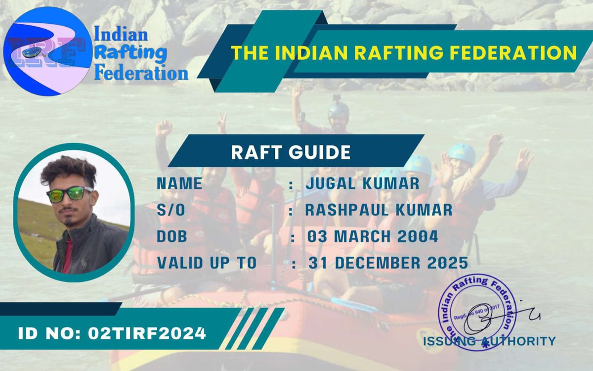 KumarJugal43965's tweet photo. Thanks The Indian Rafting Federation And White Water rafting federation J&amp;K big acchivment.  🙂 https://t.co/S1KDt3gQI9