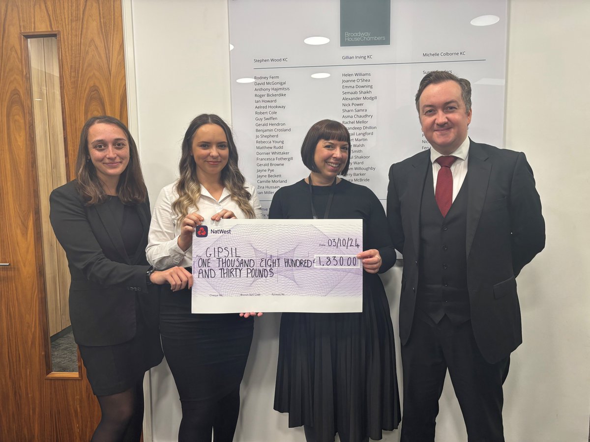 Broadway House Chambers' Family Team are delighted to announce that a total of £1,830 was raised at this years Financial Remedy Annual Conference for the AIM Project <a href="/GIPSIL_Leeds/">GIPSIL</a> 

The AIM Project offers wellbeing &amp; practical support to care experienced young people across Leeds