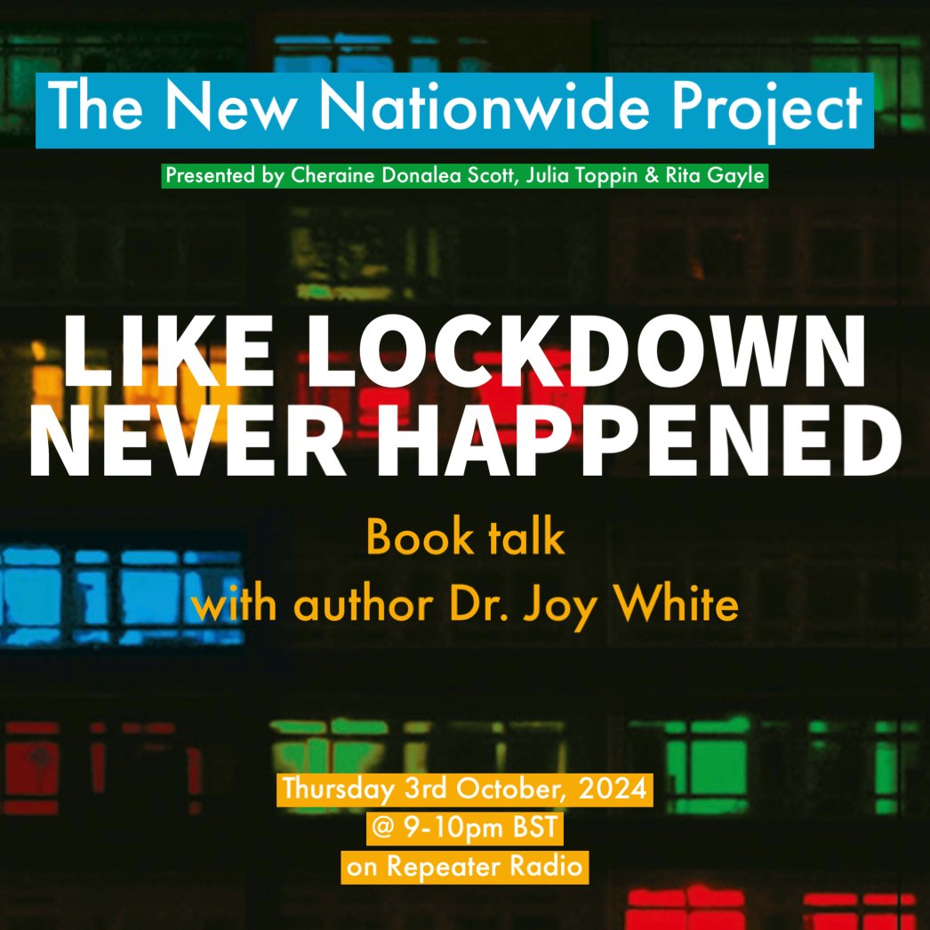 NewNationwideProject (@new_nationwide) on Twitter photo π£ Brand <a href="/new_nationwide/">NewNationwideProject</a> today!
π 'Like Lockdown Never Happened'
π <a href="/RepeaterBooks/">Repeater Books</a>
ποΈ Thursday, 3 October 2024
π 9pm-10pm bst/4pm-5pm est
ποΈ Hosts <a href="/Goldielocs16/">Cheraine Donalea Scott</a>, <a href="/Miss_Toppin/">Julia Thee Junglist Historian</a> & <a href="/rita_gayle/">Rita Gayle</a> welcome their special guest, <a href="/JoyWhite2/">Dr Joy White</a>.
π» <a href="/Repeater_Radio/">Repeater Radio</a> - repeater-radio.com π£ Brand <a href="/new_nationwide/">NewNationwideProject</a> today!
π 'Like Lockdown Never Happened'
π <a href="/RepeaterBooks/">Repeater Books</a>
ποΈ Thursday, 3 October 2024
π 9pm-10pm bst/4pm-5pm est
ποΈ Hosts <a href="/Goldielocs16/">Cheraine Donalea Scott</a>, <a href="/Miss_Toppin/">Julia Thee Junglist Historian</a> & <a href="/rita_gayle/">Rita Gayle</a> welcome their special guest, <a href="/JoyWhite2/">Dr Joy White</a>.
π» <a href="/Repeater_Radio/">Repeater Radio</a> - repeater-radio.com