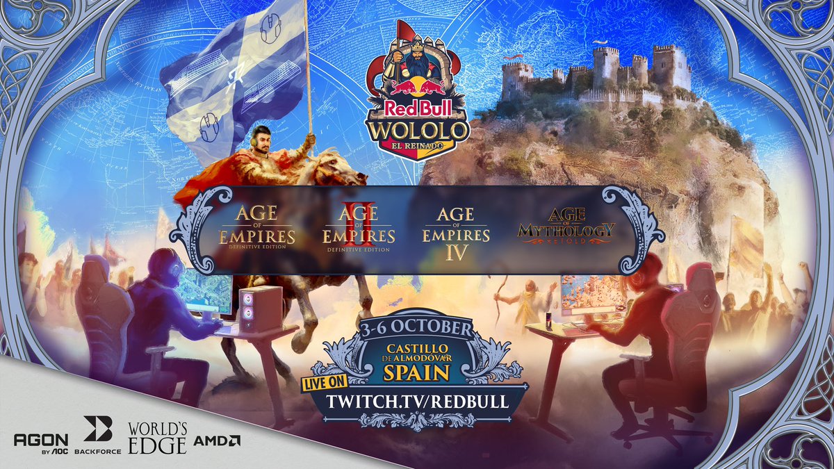 redbullgaming's tweet photo. RED BULL WOLOLO EL REINADO STARTS TODAY  🔥

Four video games, a castle, and epic battles ⚔️

Who shall claim the crown? 👑 

#REDBULLWOLOLO 3-6th of October 2024, Castillo de Almodóvar del Río, Spain https://t.co/eWn0Z7fFJ0