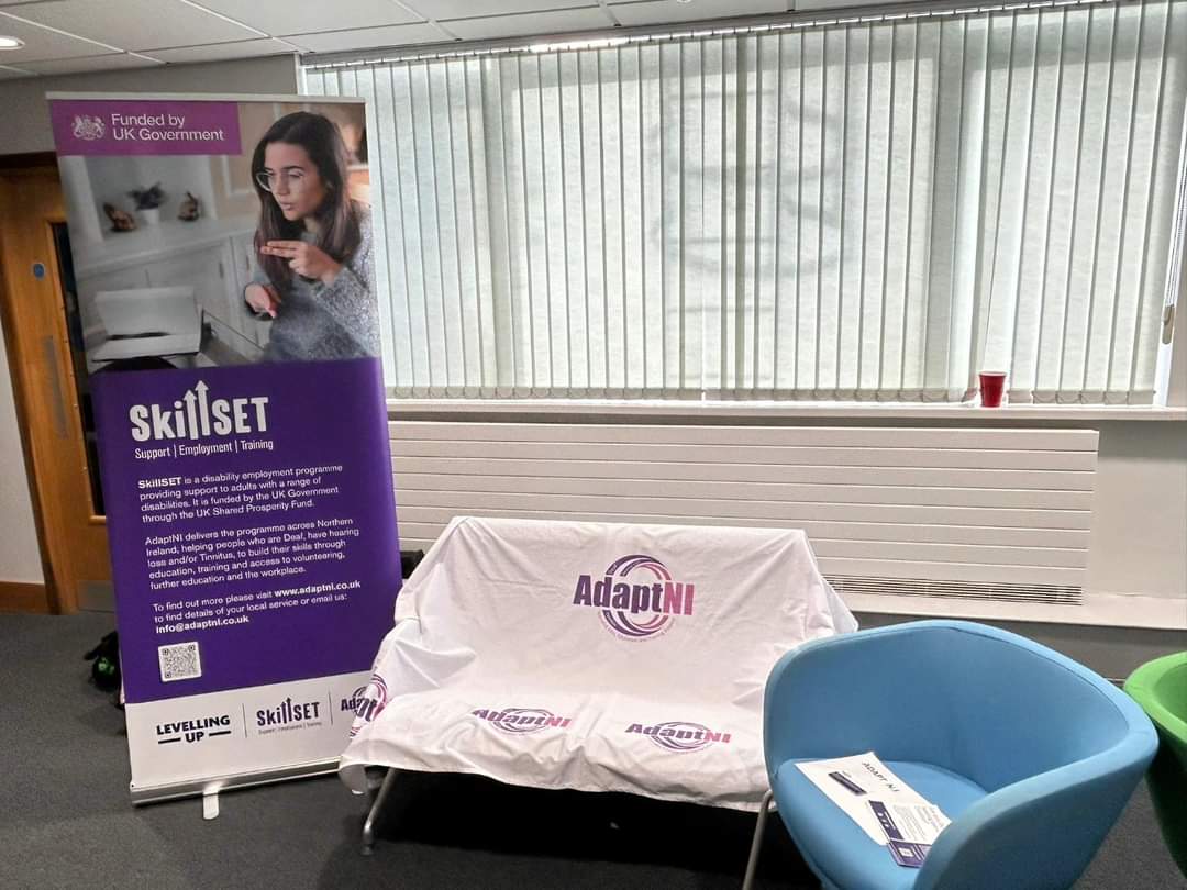 Andy set up and will be there until 12noon 

Yes that's a table cloth on sofa #solutions

 #Creativity #bestteam #trendsetter 
<a href="/WeareSES/">SES</a> <a href="/SkillSET_NI/">SkillSET - Support, Employment, Training</a>