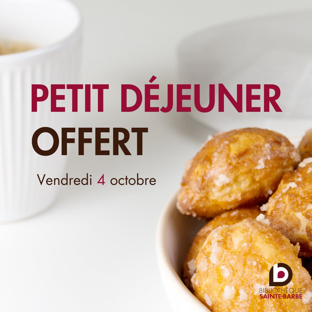 Demain, on vous offre le petit déjeuner ! 
 Rendez-vous à 10h dans le Kiosque pour partager un café.