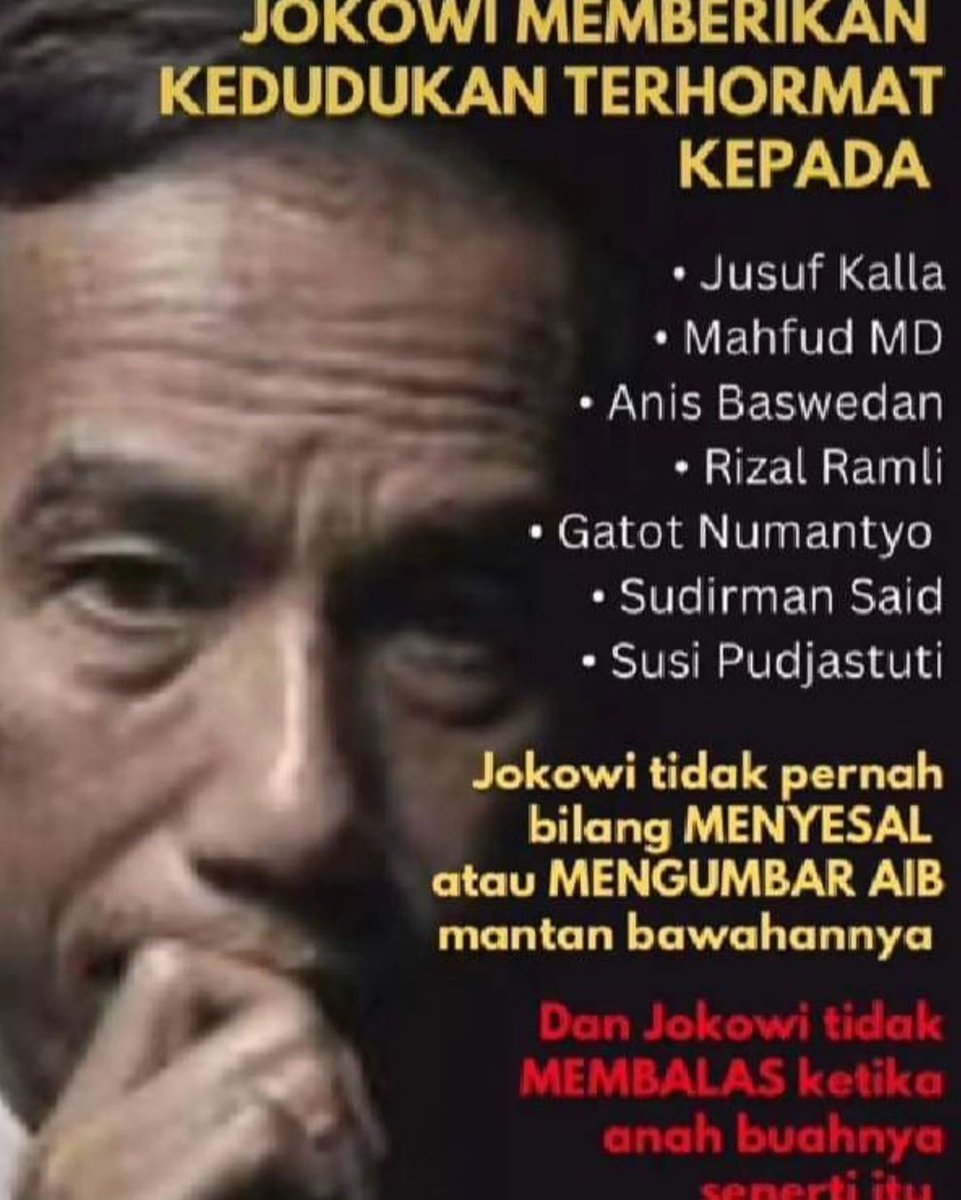RUDI VALINKA (@kurawa) on Twitter photo Termasuk buzzer2nya yang sekarang membelot dari pujian menjadi caci maki hingga hari ini padahal dulu mereka lah yang sering diajak ke berbagai acara2 di Istana ๐.
Ayo resapi, <a href="/jokowi/">Joko Widodo</a> tidak mendendam ke siapapun.
#TerimakasihJOKOWI 10 tahun Luar Biasa Termasuk buzzer2nya yang sekarang membelot dari pujian menjadi caci maki hingga hari ini padahal dulu mereka lah yang sering diajak ke berbagai acara2 di Istana ๐.
Ayo resapi, <a href="/jokowi/">Joko Widodo</a> tidak mendendam ke siapapun.
#TerimakasihJOKOWI 10 tahun Luar Biasa