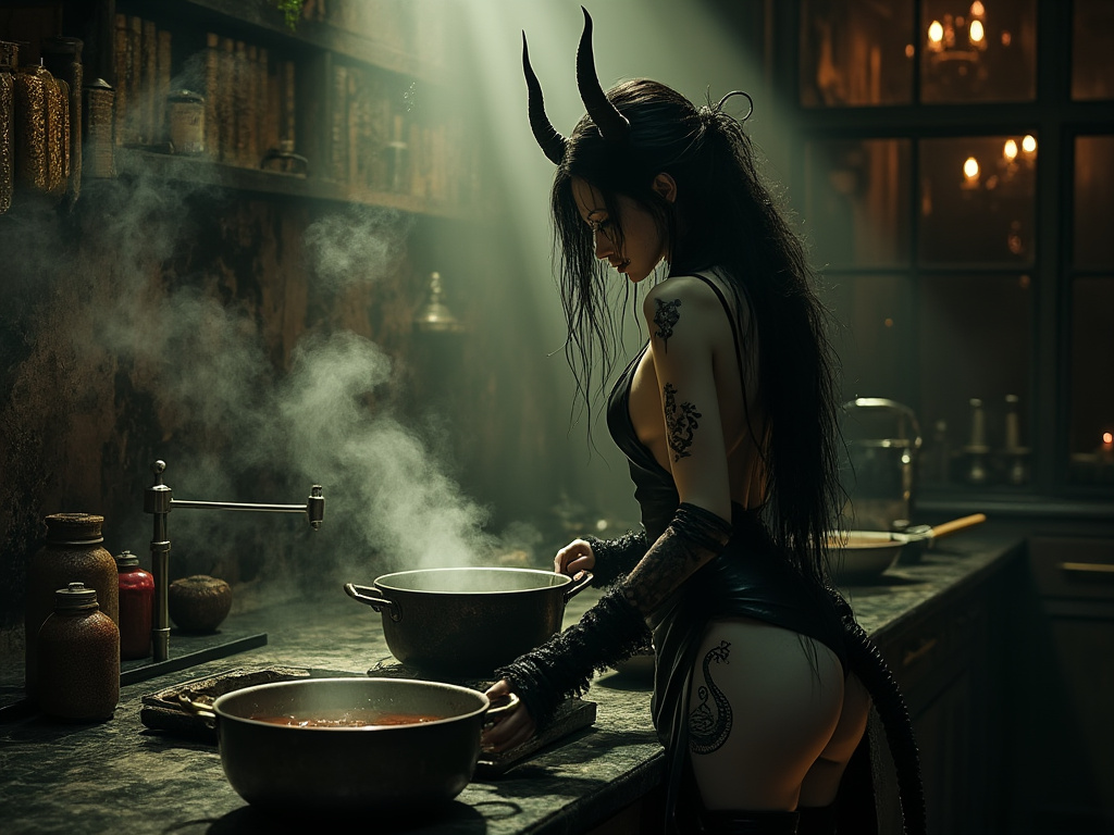 dainiusex7's tweet photo. QT your ๐ art
"Sinful Stew: Cooking Up Dark Desires"
#DevilishDelights #WitchyKitchen #AIart #AIArtwork #AIใคใฉในใ https://t.co/NElxPnRI5y