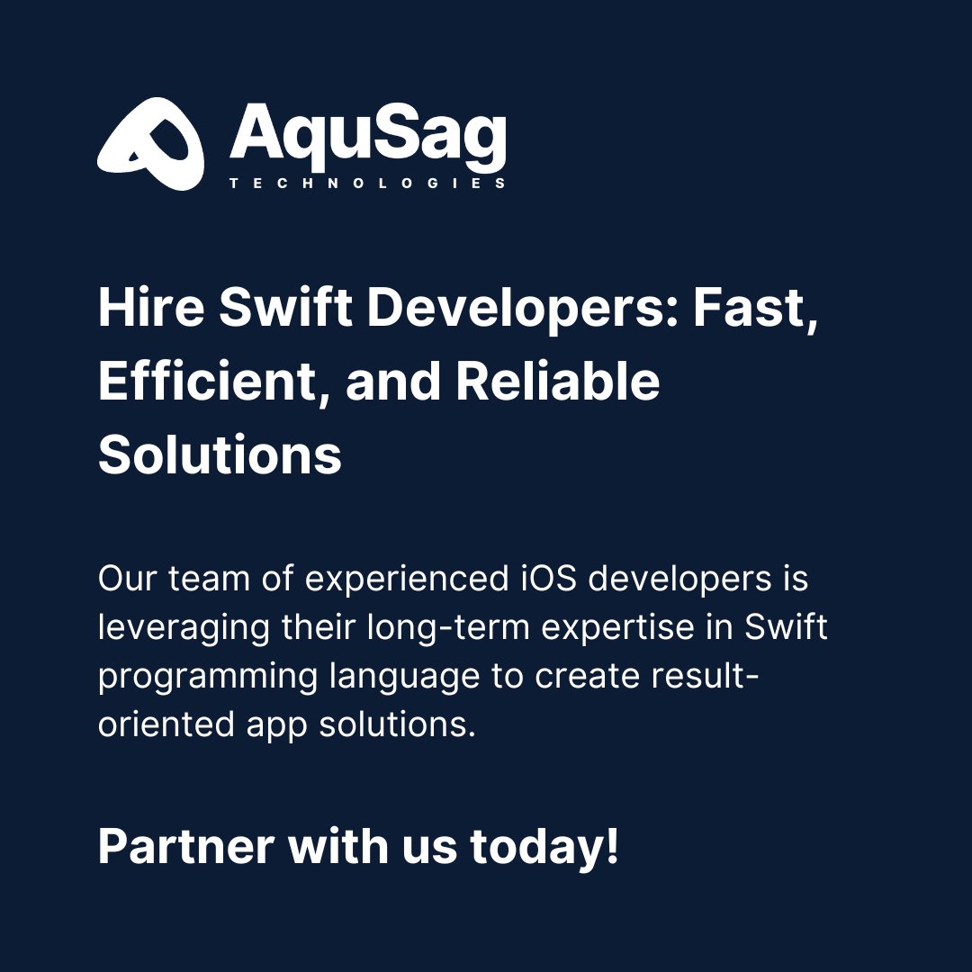 aqusag's tweet image. Hire Swift Developers: Fast, Efficient, and Reliable Solutions
🚀 Exciting News for Businesses Looking to Innovate!
At AquSag, we specialize in connecting you with the best talent in the industry.💡✨
aqusag.com/hire-swift-dev…
#SwiftDevelopers #TechTalent #Innovation