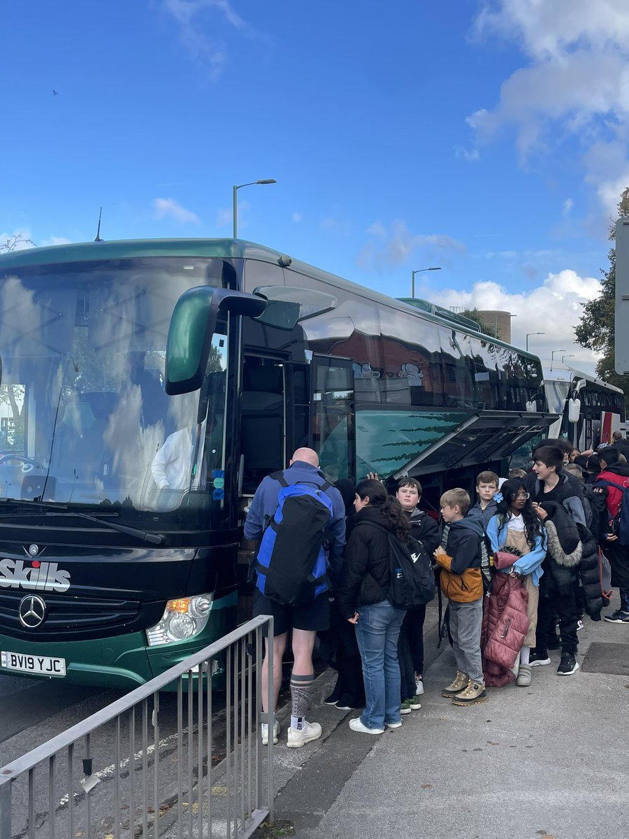 And they’re off……….. Year 7 are on their way to their residential to build relationships and have fun! #respect