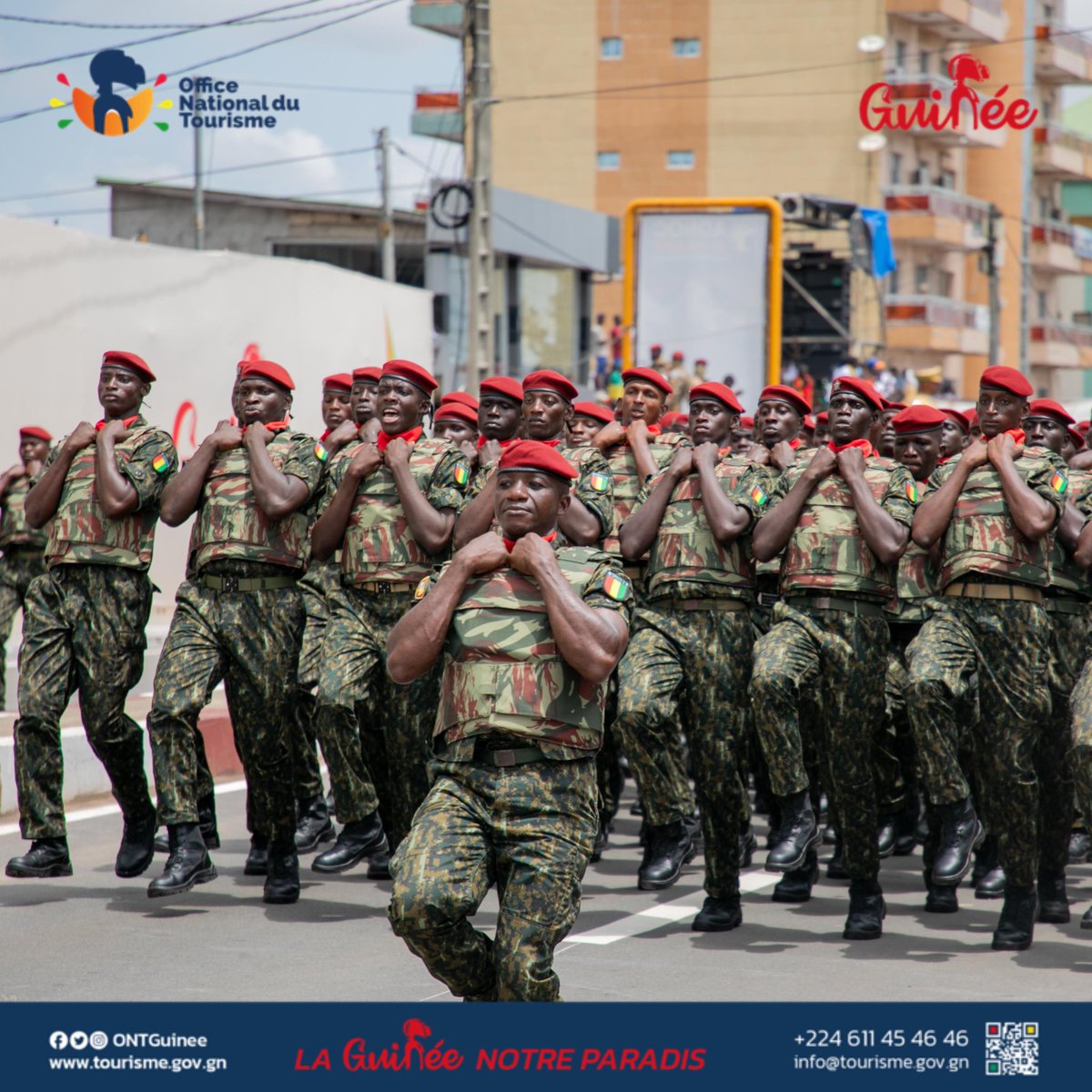🔴 𝐋𝐀 𝐒𝐄𝐌𝐀𝐈𝐍𝐄 𝐃𝐄 𝐋’𝐈𝐍𝐃É𝐏𝐄𝐍𝐃𝐀𝐍𝐂𝐄 𝐃𝐄 𝐋𝐀 𝐆𝐔𝐈𝐍É𝐄 🇬🇳

🔹Parade Militaire

Bataillon Autonome des Troupes Aéroportées👨🏽‍✈️

"S'inspirer du passé pour construire le futur ensemble. #Guinee66 

#ONTGUINEE #MCTA #BrandingGuinea #Découverte #tourisme #Africa