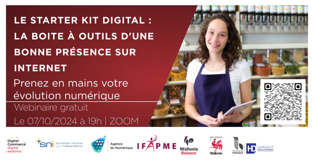 Prénez en main votre évolution numérique. Webinaire gratuit – Le starter kit digital : la boite à outils d’une bonne présence sur Internet le 7/10/2024 de 19h à 21h
hainaut-developpement.be/agenda/webinai…