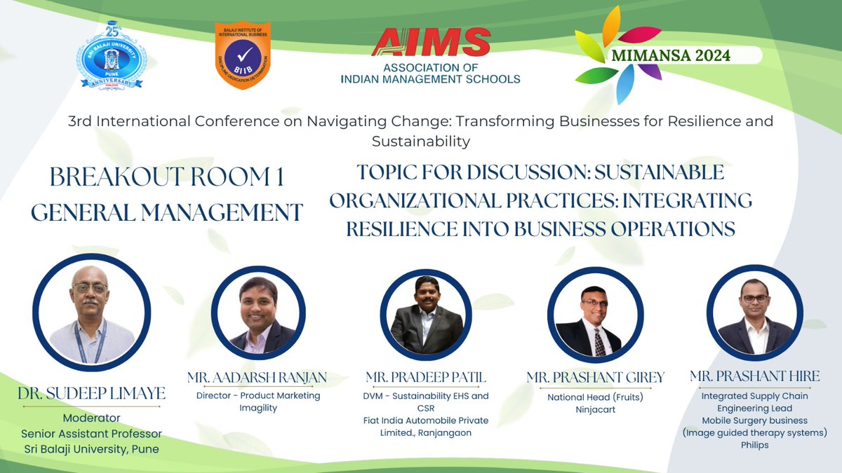 sbupune's tweet photo. 11 industry experts are joining Mimansa 2024 to discuss business transformation, resilience, &amp; sustainability. Don't miss it! #Mimansa2024 #NavigatingChange #BIIB #IndustryExperts #Finance #Entrepreneurship #Marketing #OneDayToGo #SBUP https://t.co/jnfOdI6cey