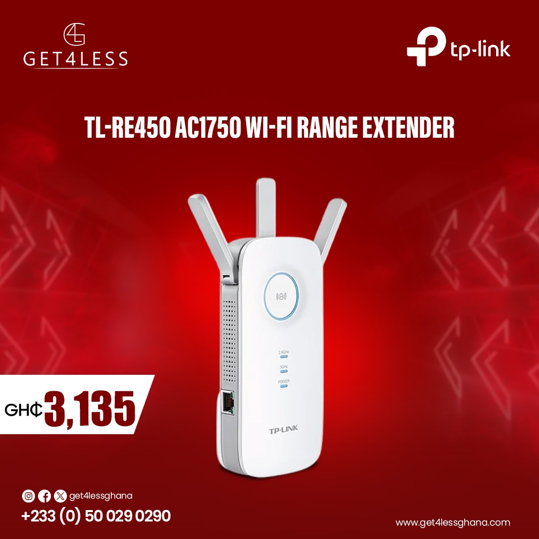 Get4lessGhana's tweet image. Boost your Wi-Fi coverage with TP-Link Range Extenders! Whether you need 300Mbps or 
up to AC2600 speed, we&apos;ve got you covered for seamless connectivity at home or in the office.
#Get4LessGhana #TPLINK #WiFiExtender #FastInternet #WirelessNetworking #WiFiBoost
#TechEssen