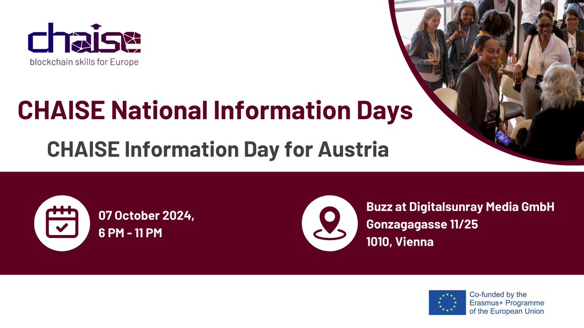 🚀 Join us on Oct 7 for the CHAISE National Information Day in Vienna! Dive into blockchain skills, job market forecasts, &amp; interactive learning sessions. Don’t miss out on networking opportunities with industry leaders!
🔗 Register now: eventbrite.at/e/chaise-inter…