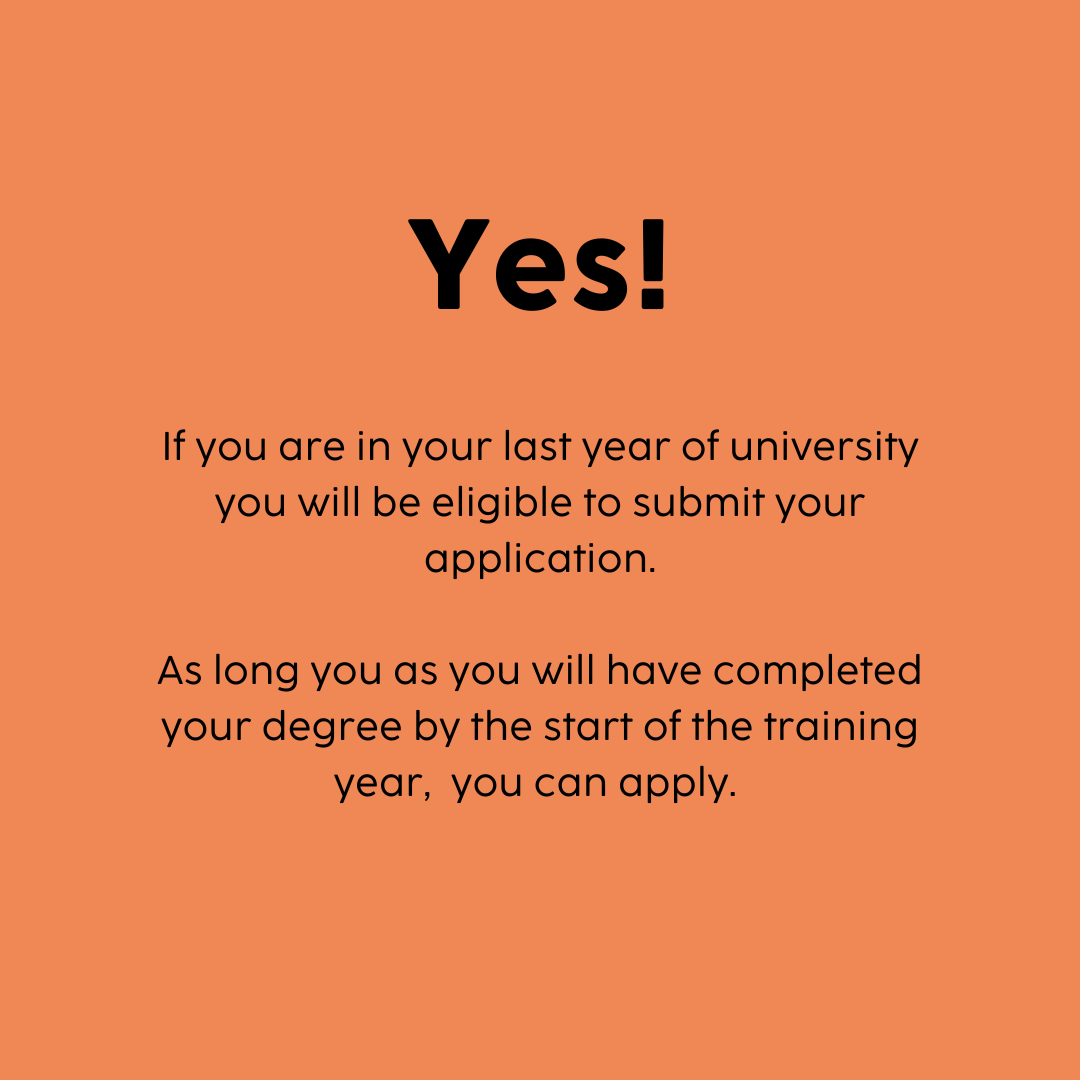 FAQ ❓

Can I still apply if I haven't finished my degree yet?