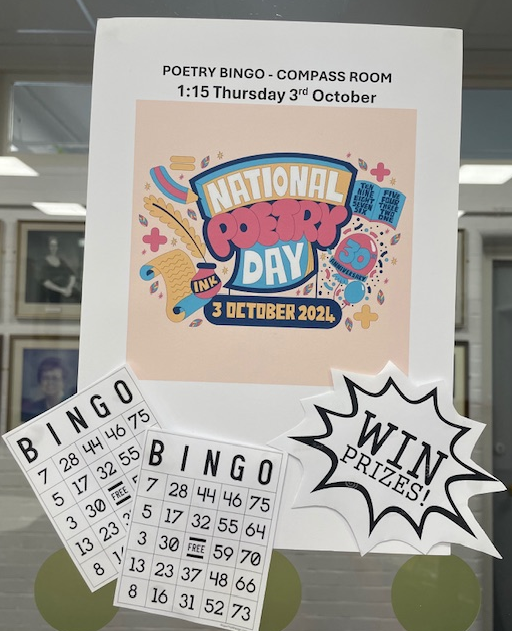 Happy National Poetry Day
Here at the LRC we are celebrating this years theme 'count on poetry' with a game of rhyming BINGO
#nationalpoetryday #Bingo #poetrytwitter