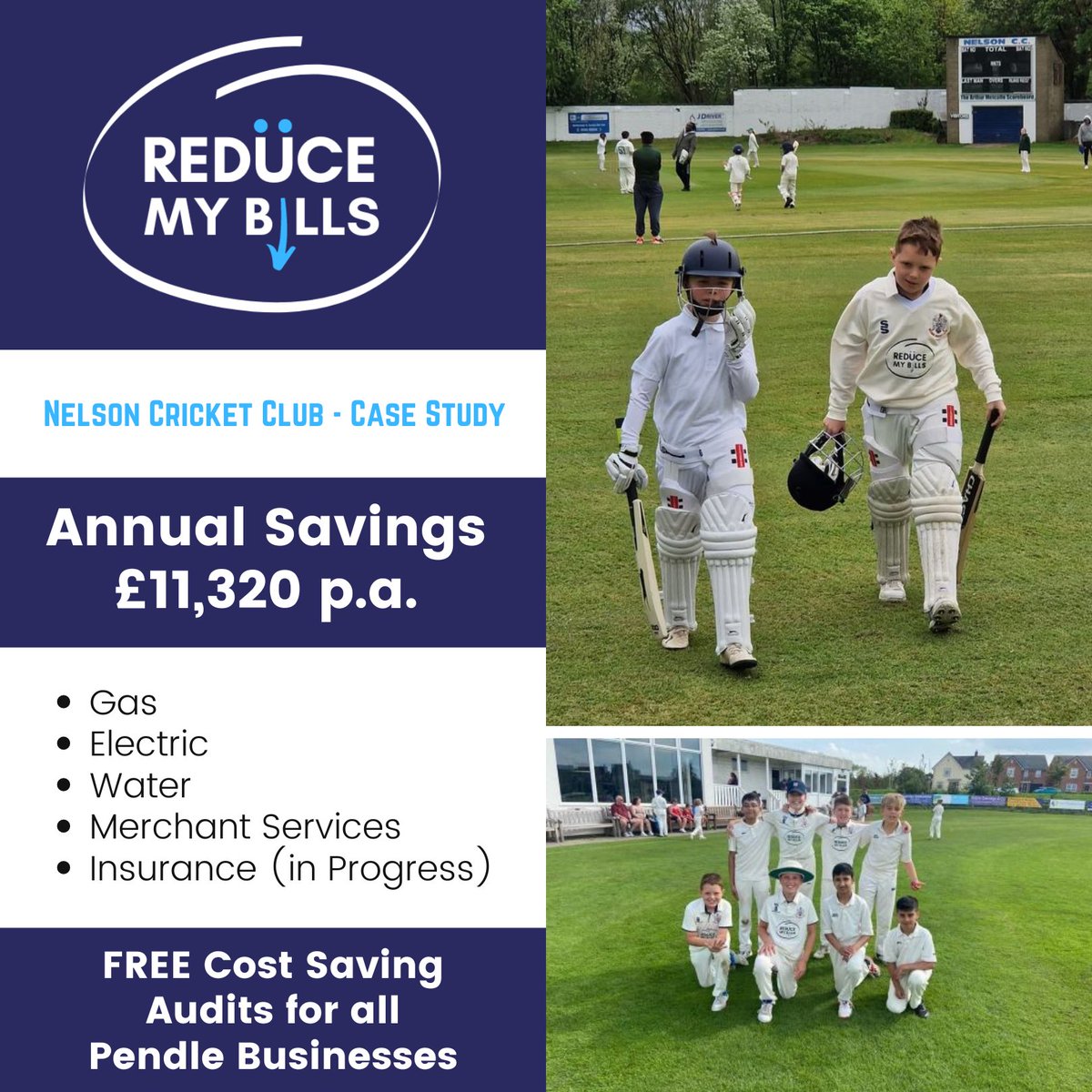 We help local businesses like <a href="/NelsonCricket/">Nelson Cricket Club</a> save over £11k per year on utility costs! 💸

Make sure you’re not overpaying! We’re offering FREE Cost-Saving Audits for all Pendle businesses - no obligation!

📞 Book your FREE audit: 0333 090 3018 | ✉️ contact@reducemybills.ltd