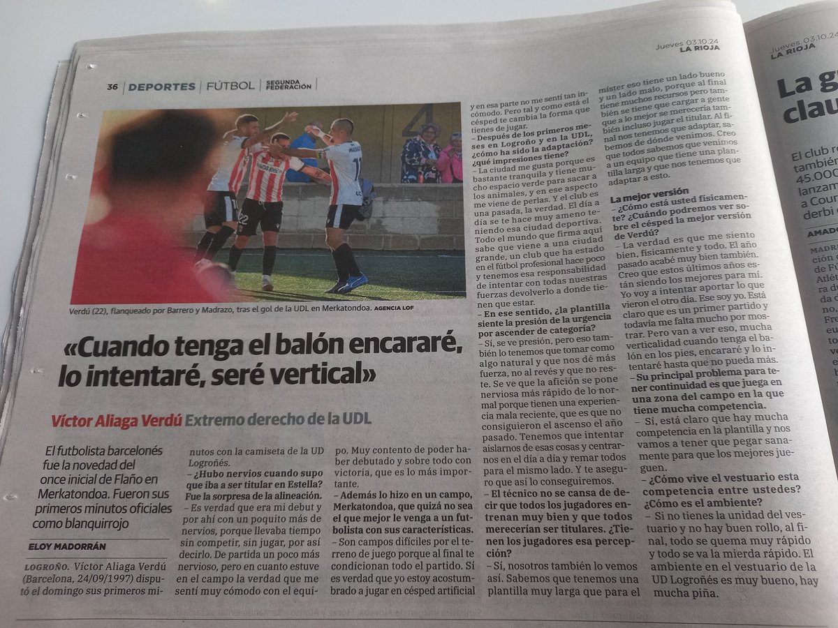 📰 De lectura matinal, entrevista con Víctor en La Rioja.