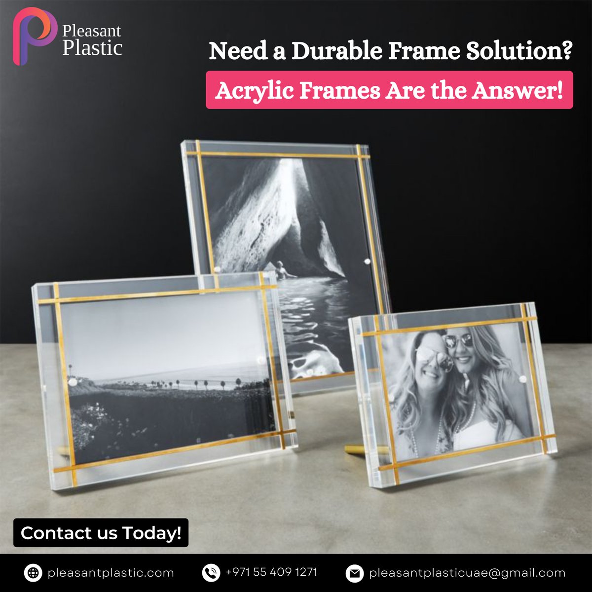 PleasantPlastic's tweet image. Durability meets elegance with our Acrylic Photo Frames. Ensure your photos are displayed in a frame that lasts and looks great. 📸💎

Visit us at: pleasantplastic.com

#acrylicframes #durabledecor #elegantdisplay #photodisplay #interiordesign #pleasantplastic