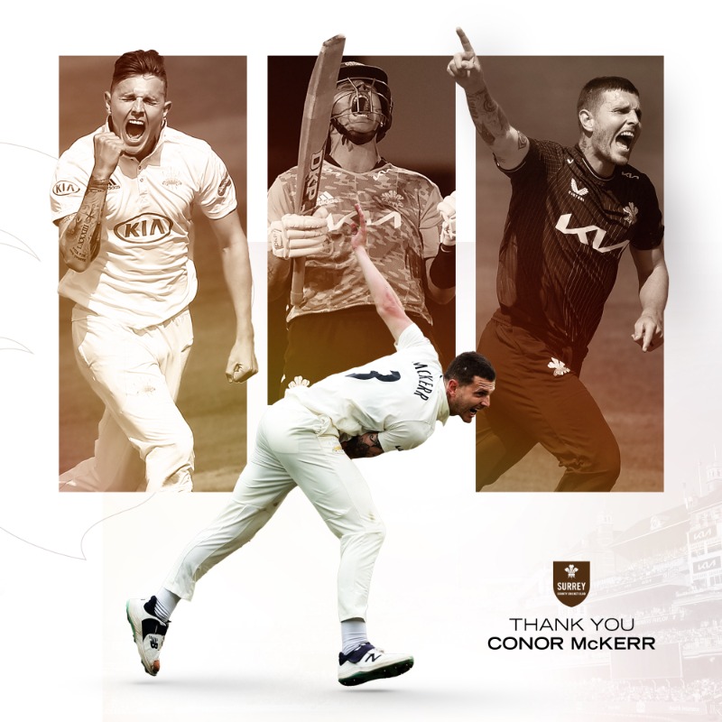 surreycricket's tweet photo. Conor McKerr and Ben Geddes are to depart the club at the conclusion of their contracts.

Both players have been involved in Surrey’s County Championship Three-Peat, with Conor also being involved in 2018.

We thank both for their outstanding efforts!

🤎 | #SurreyCricket