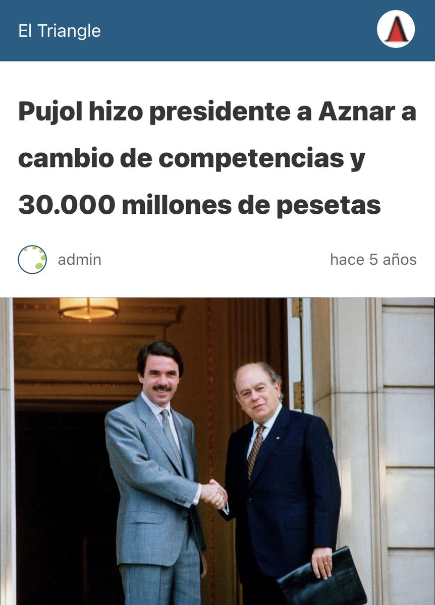 dramaluz's tweet photo. @eldebate_com Cuando Pujol hizo presidente a Aznar y este cedió competencias a CATALUÑA, nadie dijo nada… el que hablaba catalán, la intimidad 💩🤡
Los faxas no tienen memoria https://t.co/QbVuhcCVlE