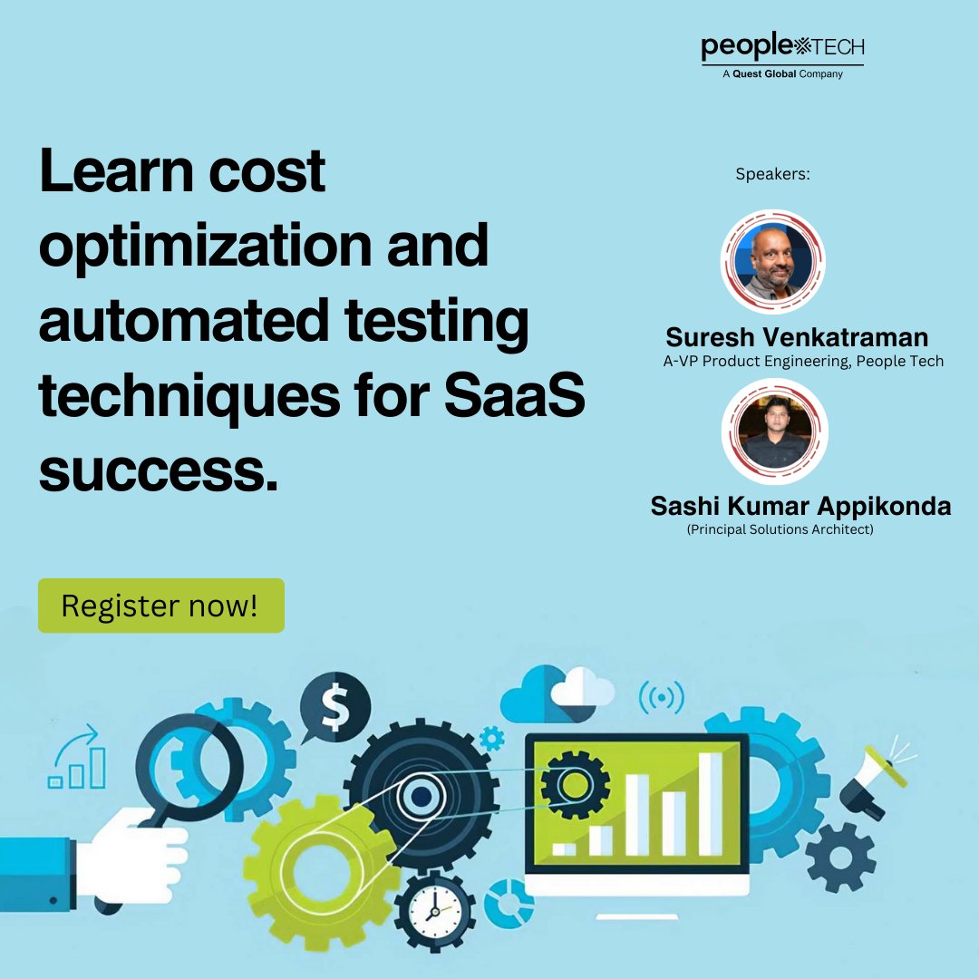 PeopleTechInc's tweet image. Discover cost-saving strategies and automated testing tips for SaaS success! October 4th. Don’t miss out—sign up now! resource.peopletech.com/workshops/elev…
#SaaSOptimization #CloudSpending #CostOptimization #CodeStability #Observability #AutomatedTesting #SureshVenkatraman #ShashiAppikonda