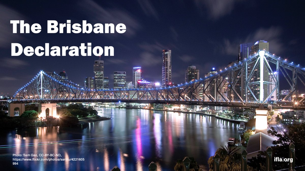 IFLA's tweet image. The IFLA Information Futures Summit has officially closed with the launch of the Brisbane Declaration.
It sets out key principles for the future of knowledge and information, shaped by the inputs of Summit participants.

Read more: bit.ly/4dyRn8u

#IIFS24