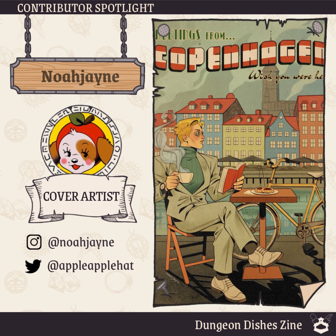 Dungeon Dishes Zine 🍗Creation period🍗 (@dungeondishes) on Twitter photo 🍗Contributor spotlight🍗
✨Cover artist <a href="/appleapplehat/">noey🧃 SHOP OPEN ☔️</a> will illustrate the cover for the zine!❤️
🥘We encourage you to follow them and support their work!🥘 🍗Contributor spotlight🍗
✨Cover artist <a href="/appleapplehat/">noey🧃 SHOP OPEN ☔️</a> will illustrate the cover for the zine!❤️
🥘We encourage you to follow them and support their work!🥘