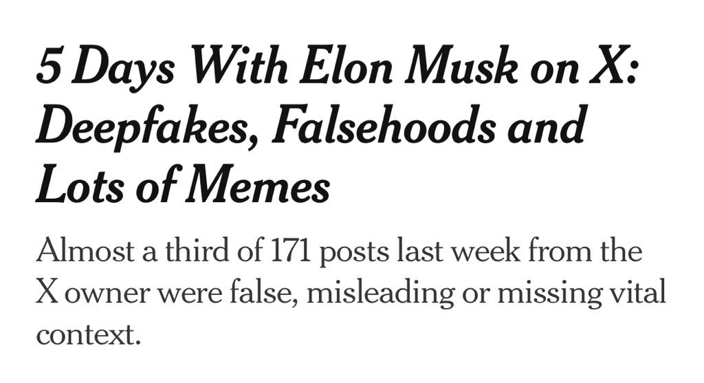 "X is the only place to find the truth”.

- Elon Musk