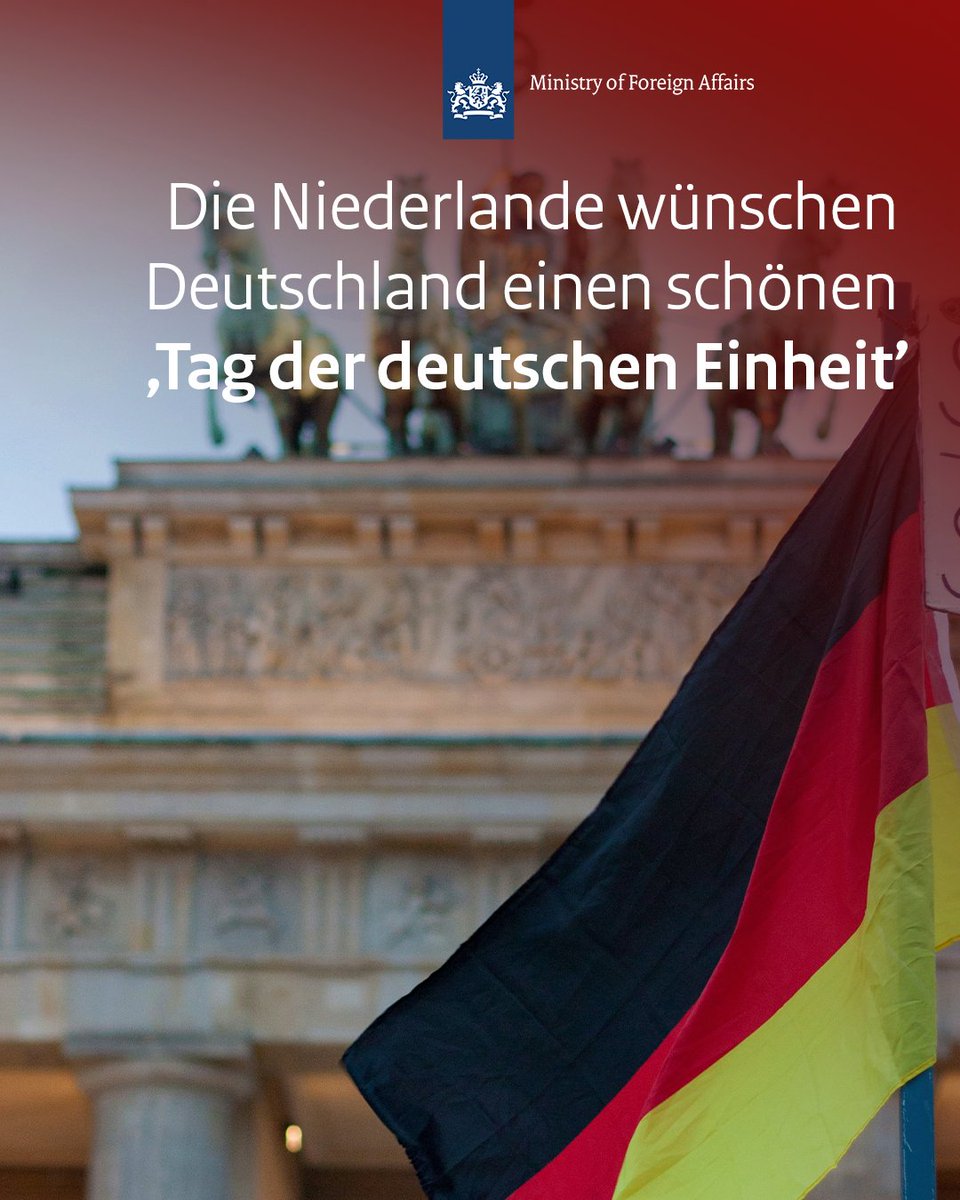 Heute feiern wir die historische Wiedervereinigung im Jahr 1990. Die Niederlande senden ihren deutschen Nachbarn und Freunden die besten Wünsche zu diesem Feiertag.

#TagDerDeutschenEinheit