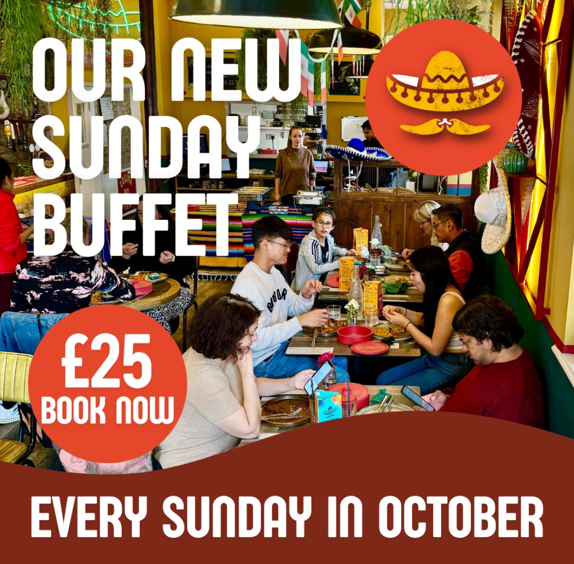 🇲🇽 UNLIMITED MEXICAN SUNDAY BUFFET 🇲🇽 join us every Sunday in October for our fabulous Sunday Buffet. £25 for a starter and unlimited visits to the buffet. Kids eat for £5. Book now online at themex.uk/the-mexican-su… 😘

#sundaybuffet #mexicanfood #mexicanbuffet #ware #hertford