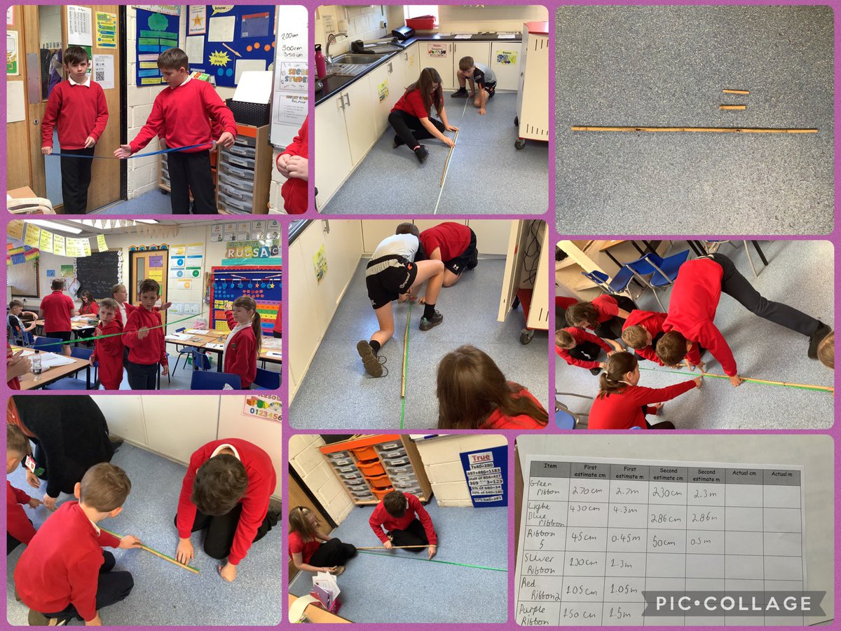 We made sensible estimates of various lengths of ribbon &amp;  string, we then used a 1m and 10cm piece of bamboo to anchor off &amp; change our original estimates before accurately measuring converting between m and cm. Such wonderful maths conversations happening in the room.