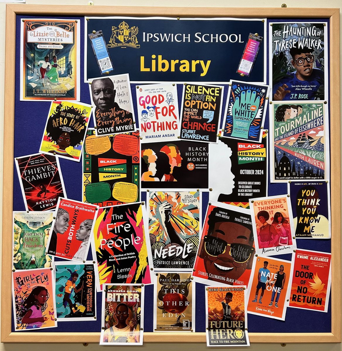 IpswichSchLib's tweet photo. We look forward to hosting @ipswichschool History Club in the Library this Friday lunchtime to look through our Black History Month collections of fiction, non-fiction, films, poetry and biography @IpswichHistory @bhmuk https://t.co/n2sAaipikF