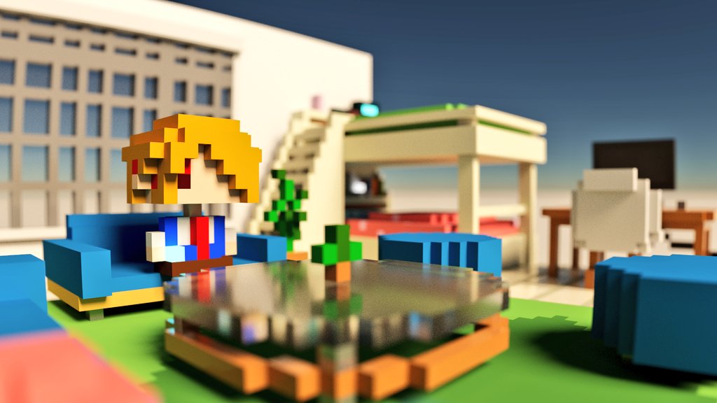 Amaj7_add9's tweet photo. ボクセルアートなCGで31Aの部屋を作ってみました！
せっかくなので月歌に部屋を案内してもらいました🎸
#ヘブバン
#hvbnFA https://t.co/QrgpfWej92