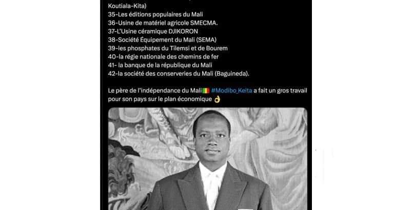 BenbereM's tweet photo. Le 22 sept., pour le 64e anniversaire de l’indépendance du Mali, des comptes sur X ont partagé 1 liste de 42 stés attribuées à Modibo Keïta. Vérification: certaines ont été créées sous la colonisation ou Moussa Traoré.
Les détails👉https://t.co/8POqRO85gg
#InfoCheck #BenbereVerif https://t.co/WgmMkBTquL