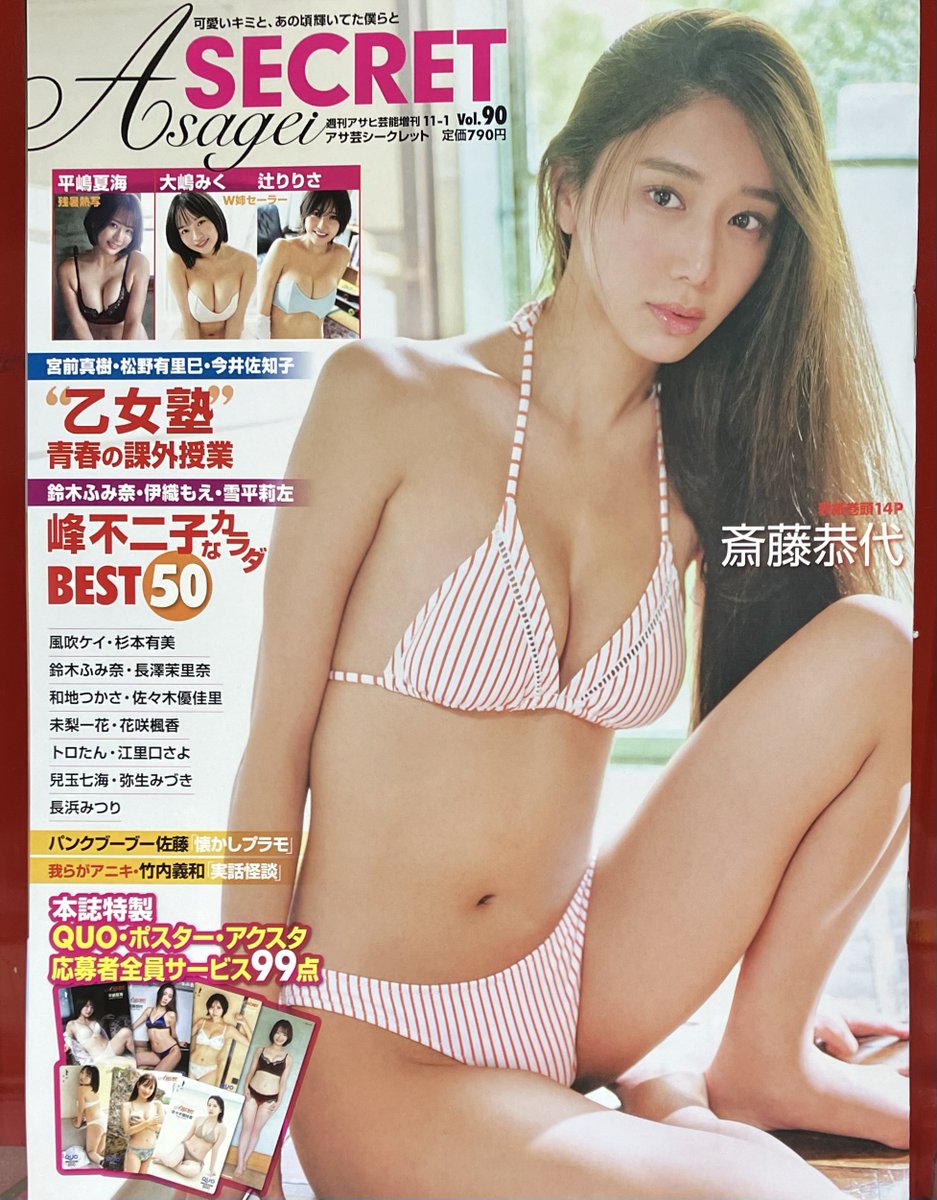 斎藤恭代 等身大ポスター 新品未開封 アサ芸シークレット チューブトップ姿で挑発 斎藤恭代 等身大ポスター 新品未開封 アサ芸シークレット