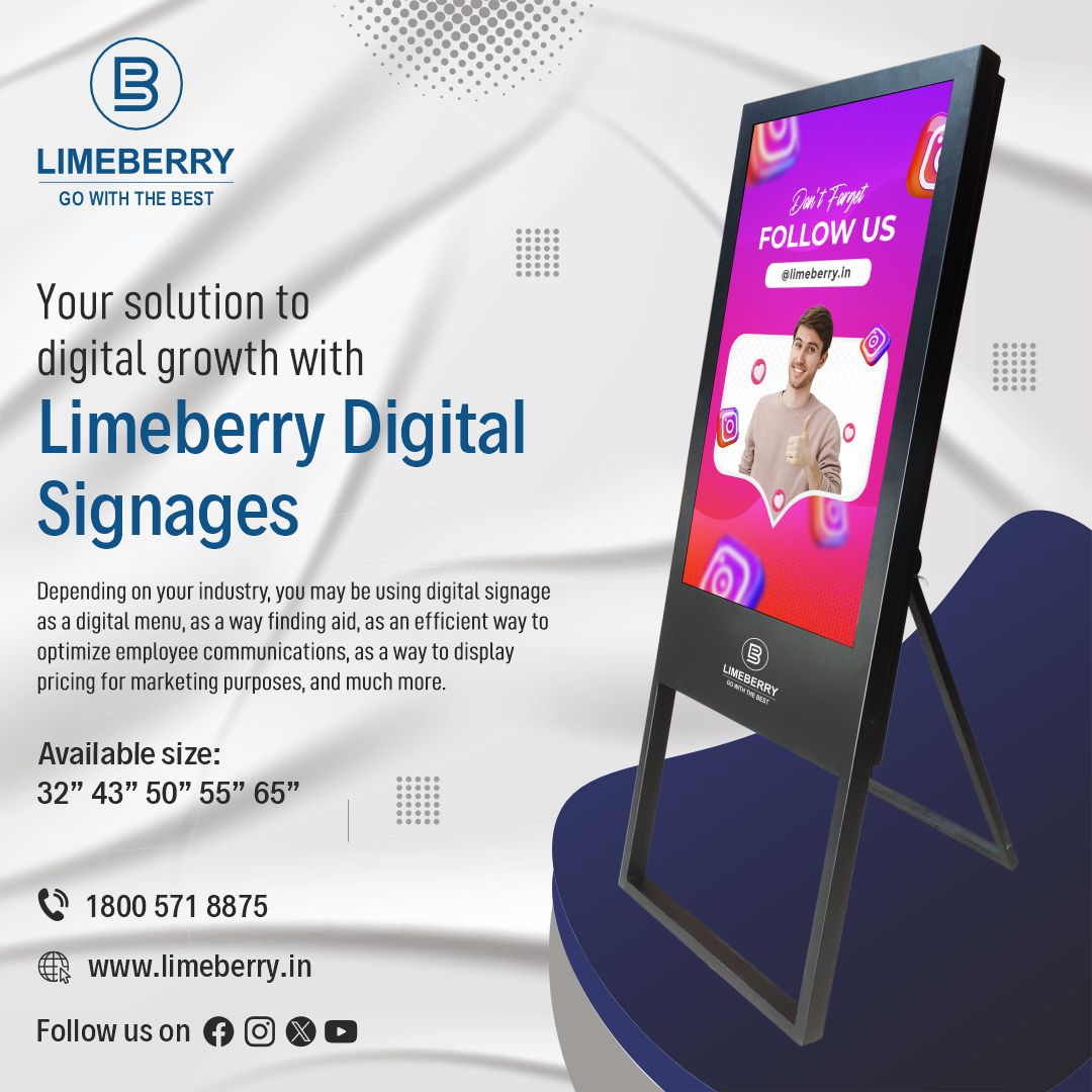 LimeberryTv's tweet image. 🚀 Limeberry Digital Standee: 
 Visit limeberry.in today! 🚀
#LimeberryDigitalStandee #SmartSignage #InteractiveDisplays #RetailSolutions #HealthcareDigitalSignage #TouchScreenStandee #LimeberryInnovations #TechForTomorrow #DigitalMarketing #LimeberryTech