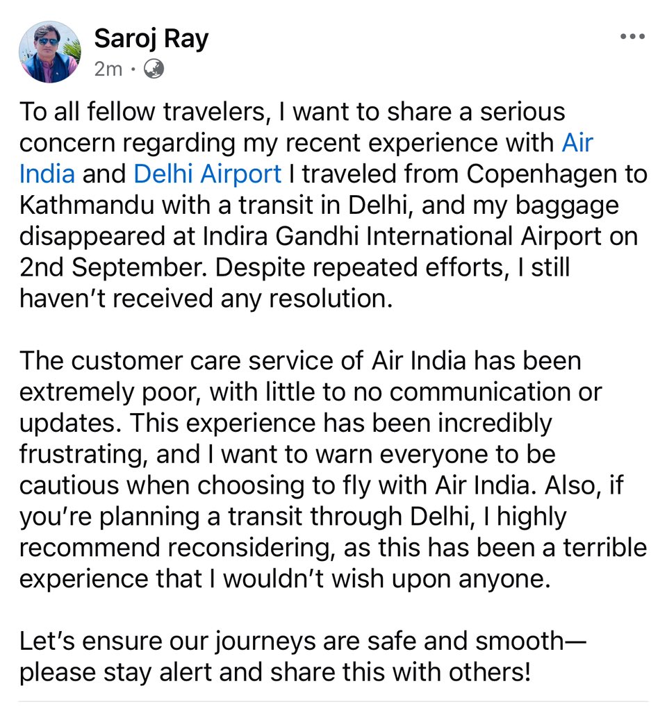 sarojray99's tweet photo. @airindia https://t.co/9O8w7Z34yR