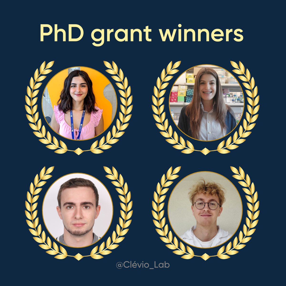 Clevio_Lab's tweet image. 🎓Huge #congratulations to Cristiana, Teresa, Bernardo, and Viktor for winning FCT #fellowships to develop their #PhD #thesis work with us!

Welcome to the team, and we wish you all the best in your PhD projects! 🧠

#Neuroscience #Research   #Scientists #NeuroResearch