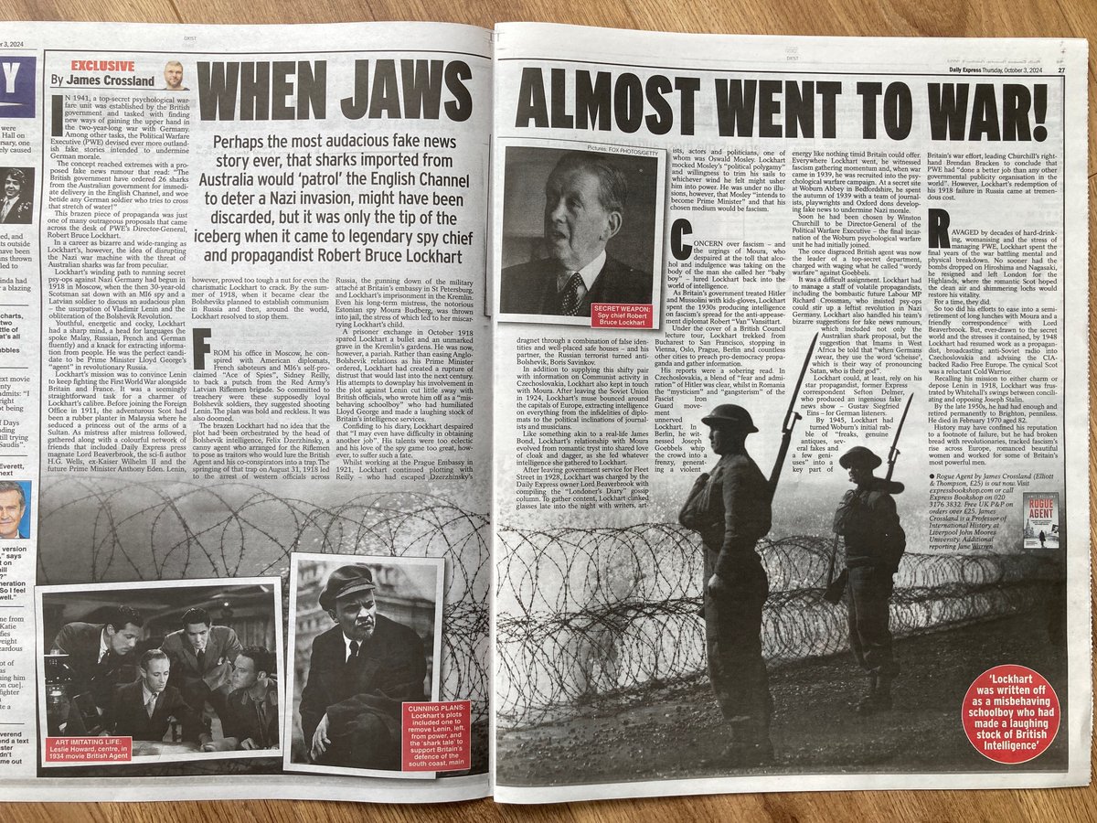 Dugald Bruce-Lockhart (@dbrucelockhart) on Twitter photo Brilliant feature in today's <a href="/Daily_Express/">Daily Express</a>, by <a href="/DrJCrossland/">James Crossland</a>, author of the new biography #RogueAgent, on the legendary spy and propagandist, Robert Bruce Lockhart, (uncle 'B' to the family), who was framed for an assassination attempt on Lenin during the Bolshevik revolution. Brilliant feature in today's <a href="/Daily_Express/">Daily Express</a>, by <a href="/DrJCrossland/">James Crossland</a>, author of the new biography #RogueAgent, on the legendary spy and propagandist, Robert Bruce Lockhart, (uncle 'B' to the family), who was framed for an assassination attempt on Lenin during the Bolshevik revolution.