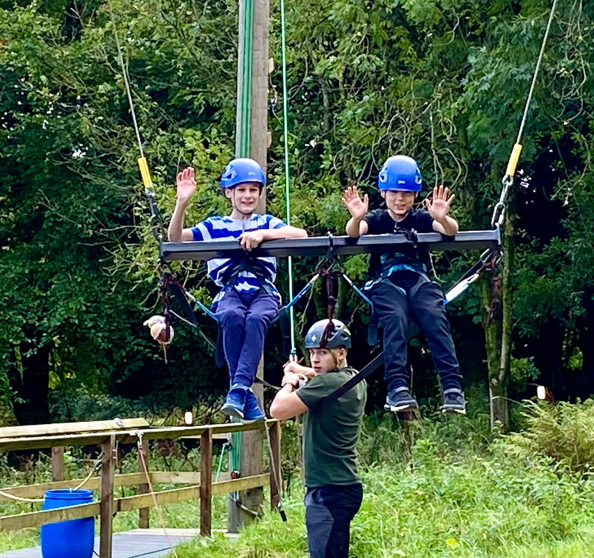Flying high on the giant swing!