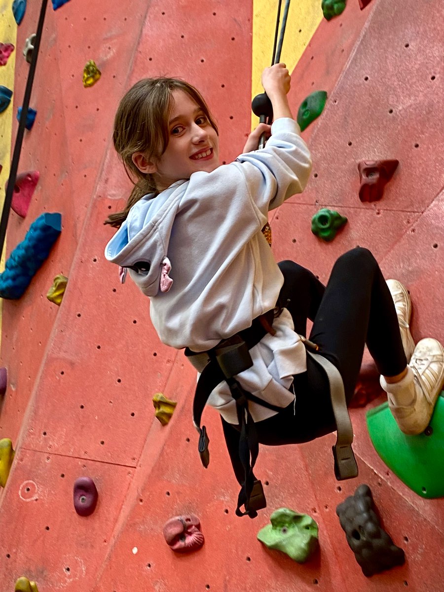 Conquering the climbing wall!