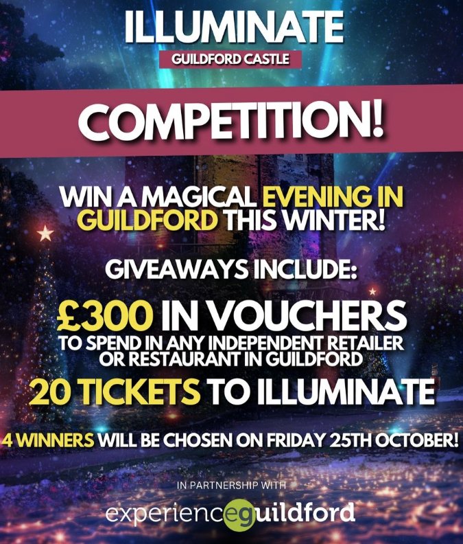 Experience Guildford (@experiencegford) on Twitter photo We’re giving away over £500 worth of prizes for a magical evening in Guildford accompanied by a visit to Illuminate! To be in with a chance of getting your hands on one of the prizes, head to <a href="/ExperienceGford/">Experience Guildford</a> Instagram page. We’re giving away over £500 worth of prizes for a magical evening in Guildford accompanied by a visit to Illuminate! To be in with a chance of getting your hands on one of the prizes, head to <a href="/ExperienceGford/">Experience Guildford</a> Instagram page.